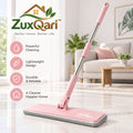 ZuxQari™ Lightweight Microfiber Flat Floor Mop – 360° Swivel Hardwood &amp; Tile Cleaner (Blush Pink)