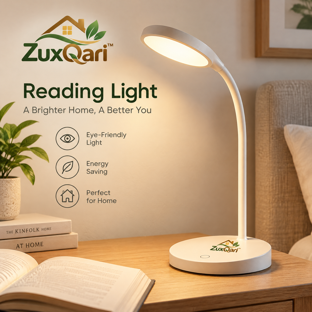 ZuxQari™ Eye-Caring LED Reading Desk Lamp – Flexible Gooseneck Table Light with Touch Control &amp; Energy-Saving Design for Bedroom, Study &amp; Home Office