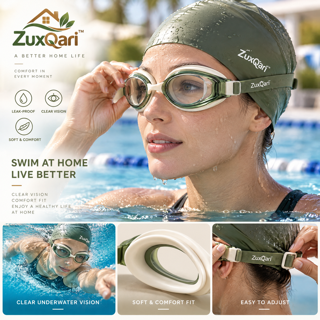 ZuxQari™ Anti-Fog Swimming Goggles – Ultra-Soft Leak-Proof Swim Eyewear with Crystal Clear Vision for Adults &amp; Teens (Sage Green)