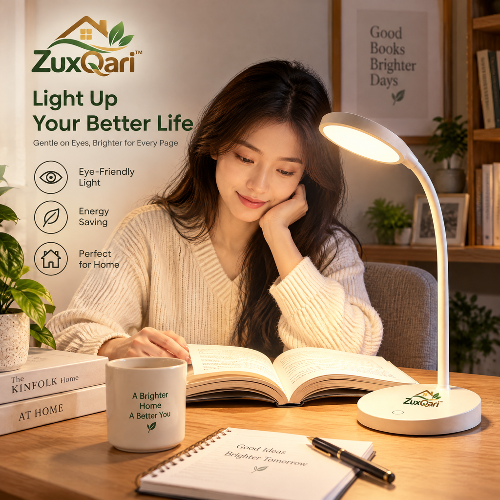 ZuxQari™ Eye-Caring LED Reading Desk Lamp – Flexible Gooseneck Table Light with Touch Control &amp; Energy-Saving Design for Bedroom, Study &amp; Home Office
