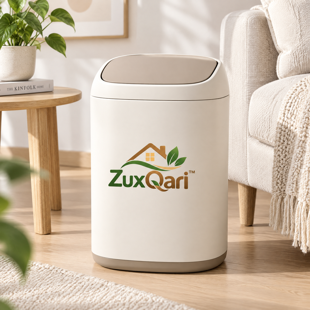 ZuxQari™ Modern Swing-Lid Trash Can – 2.6 Gallon (10L) Slim Two-Tone Wastebasket for Living Room, Bedroom, Home Office &amp; Bathroom